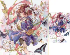 優子鈴　直筆サイン入り色紙 中古】紙製品 優子鈴イラスト ポストカード付き直筆サイン入り色紙