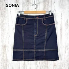 SONIA BY SONIA RYKIEL ソニアバイソニアリキエル ワンポイントロゴ ストレッチ デニムスカート ネイビー レディース 大きいサイズのサムネイル