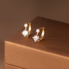 PS6 S925 フープピアス 2粒 CZダイア シルバー アレルギー対応 高級 