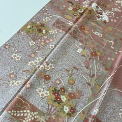 D706 訪問着 花刺繍 花模様 正絹 着物 袷 極美品 - メルカリ