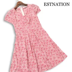 ESTNATION エストネーション 春夏★ シフォン 総柄 ひざ丈 フリル ワンピース 日本製 Sz.36 レディースのサムネイル