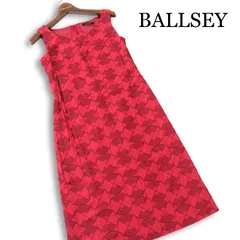 BALLSEY ボールジー 春夏★ ノースリーブ 刺繍 コットン 総柄 幾何学柄 ひざ丈 ワンピース 日本製 Sz.F レディース