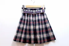 【228994】EASTBOY イーストボーイ  チェック柄 プリーツスカート ベルト付  7 ネイビー系