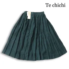 【新品 未使用】 Te chichi テチチ 春夏★ レーヨン 総裏 シャドウ チェック プリーツ スカート Sz.S レディースのサムネイル
