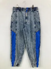 RAGEBLUE レイジブルー デニムパンツ L ブルー フルレングス 無地 ワイド・ルーズ テーパード レギュラー ウエストゴム・紐 ヴィンテージ