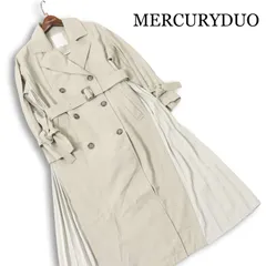 MERCURYDUO マーキュリーデュオ 通年 プリーツデザイン★ ダブル ロング 切替 トレンチ コート Sz.S レディースのサムネイル