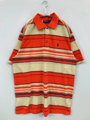 Polo by Ralph Lauren ポロバイラルフローレン ポロシャツ XL オレンジ ボーダー柄 ワンポイント 半袖
