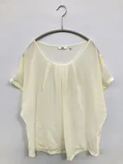 UNIQLO ユニクロ シャツ/ブラウス M アイボリー 無地 ミドル丈 半袖