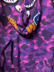 A BATHING APE パープル カモフラ シャーク フードジップアップ