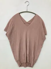 SAISON DE PAPILLON セゾンドゥパピヨン ニット/セーター M ピンク ナイロン ニット 無地 ミドル丈 半袖 Vネック