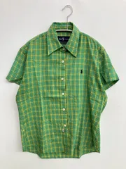 Ralph Lauren ラルフローレン シャツ/ブラウス XL グリーン コットン チェック柄 ワンポイント ブランドロゴ ミドル丈 半袖 レギュラーカラー