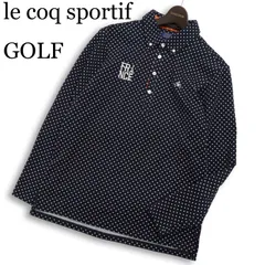 le coq sportif GOLF ルコック スポルティフ ゴルフ 通年★ 長袖 ドット柄 ロゴ刺繍 ボタンダウン ポロシャツ Sz.L メンズ