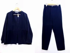 【223095】theory luxe セオリーリュクス  ノーカラージャケット セットアップ パンツスーツ 薄手 ウォッシャブル ネイビー