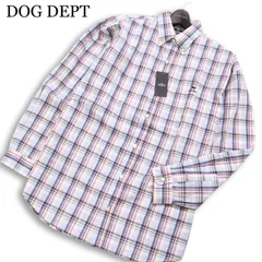 【新品 未使用】 DOG DEPT ドッグデプト 通年★ 長袖 チェック ロゴ刺繍 ボタンダウン シャツ Sz.L メンズのサムネイル