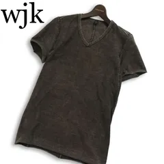 wjk ダブルジェイケイ 春夏★ 半袖 ヴィンテージ加工 カットオフ スリム Vネック Tシャツ カットソー Sz.S～M位 メンズ