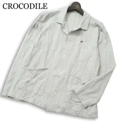 CROCODILE クロコダイル 春夏★ ワニ刺繍 シャツ ジャケット Sz.L メンズ 灰 グレー