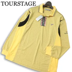 【新品 未使用】 TOURSTAGE ツアーステージ ゴルフ 通年 長袖 ボーダー ハーフジップ ポロシャツ 大きいサイズ Sz.LL メンズのサムネイル