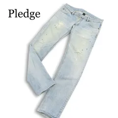 Pledge プレッジ 通年★ ペイント ダメージ加工 スリム デニム パンツ ジーンズ Sz.46 メンズ 日本製のサムネイル