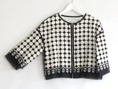 【231209】ADORE アドーア  シルク100％　ジップアップ　ドット柄レース/バイカラー　ブルゾン  ・36 531-150112 白/黒