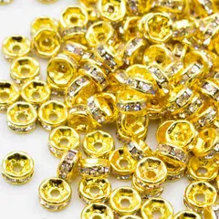 ビーズクラブ ロンデル メタルビーズ スペーサー 金 平型 45個 5mm メタルビーズ ブレスレット 金具 金属ビーズ パーツ