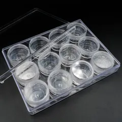 クリアケース 12個 小分け容器 蓋付き ラウンドケース パーツケース 携帯用 出張 旅行 ハンドメイド 化粧品収納 材料入れ ボックス ビーズクラブ