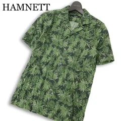 HAMNETT キャサリン ハムネット 春夏★ 麻 リネン混 半袖 リーフ 総柄 ボタニカル柄 アロハ シャツ Sz.S メンズのサムネイル