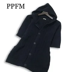 PPFM ペイトンプレイス 春夏★ 五分袖 透かし編み ニット フーディー パーカー Sz.L メンズ 紺 ネイビーのサムネイル