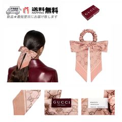 未使用級✨GUCCI グッチ シュシュ セット リボン GG柄 ピンク シルク