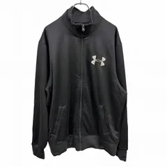【中古】アンダーアーマー UNDER ARMOUR カットソーブルゾン ジャケット 長袖 ハイネック ポリ100% LL XL ブラック 黒×グレーゴールド系 メンズ 古着