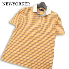 NEWYORKER ニューヨーカー 春夏★ 半袖 鹿の子 ボーダー ポロシャツ Sz.M メンズのサムネイル