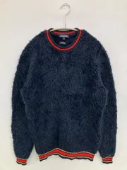 TOMMY HILFIGER トミーヒルフィガー ニット/セーター M ネイビー ナイロン 無地 ミドル丈 長袖 クルーネック(丸首)