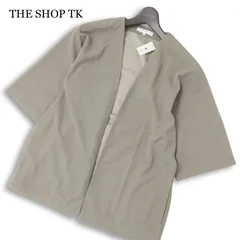 【新品 未使用】 THE SHOP TK タケオキクチ 春夏 五分袖 ポンチ ビッグシルエット ガウン カーディガン Sz.M メンズ グレー