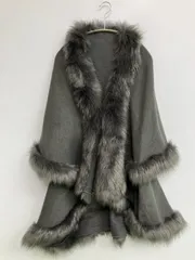 ポンチョ F グレー 無地 フードなし