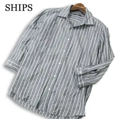 SHIPS シップス 春夏★ 麻 リネン混 七分袖 ストライプ シャツ Sz.M メンズ