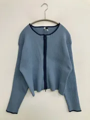 Vanilla studio カーディガン/ボレロ 4L ブルー ニット 無地 長袖 ミドル丈