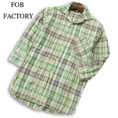 FOB FACTORY エフオービーファクトリー 春夏★ 七分袖 チェック柄 ワーク シャツ 日本製 Sz.2 メンズのサムネイル
