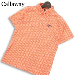 Callaway キャロウェイ ゴルフ 春夏★ 半袖 ロゴ刺繍 総柄 ボタンダウン ポロシャツ Sz.M メンズ