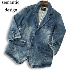 semantic design セマンティック デザイン 春夏★ 七分袖 USED加工 スウェット デニム テーラード ジャケット Sz.M メンズ