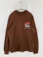 XLARGE エクストララージ Tシャツ/カットソー M ブラウン 前面プリント バックプリント ブランドロゴ ミドル丈 長袖 クルーネック(丸首)