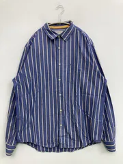 AEROPOSTALE エアロポスタル シャツ/ブラウス XL ネイビー コットン ストライプ柄 ミドル丈 長袖 レギュラーカラーのサムネイル