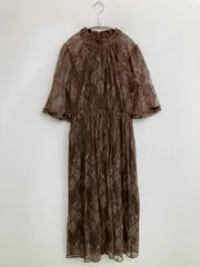 BLUE EAST ブルーイースト ワンピース M ブラウン ナイロン レース リボン 半端袖 ロング・マキシ丈 フレア