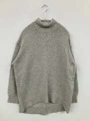 UNIQLO:C ユニクロシー ニット/セーター M グレー ウール・ニット ナイロン コットン 無地 ミドル丈 長袖 タートルネック/ハイネック