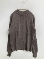 Contemporary ニット/セーター L ブラウン コットン カシミヤ 無地 長袖 ミドル丈 クルーネック(丸首)