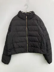 ZARA ザラ ダウンジャケット/コート USA L ブラック ナイロン 無地 ショート丈 フードなし ジップアップ