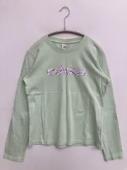 adidas アディダス Tシャツ/カットソー L ライトグリーン 前面プリント ブランドロゴ ミドル丈 長袖 クルーネック(丸首)