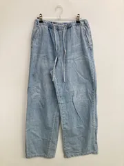 ZARA ザラ デニムパンツ M スカイブルー フルレングス 無地 ワイド・ルーズ ストレート レギュラー ウエストゴム・紐