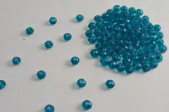 ビーズクラブ ガラスビーズ ボタンカット No.32 6mm 青緑 連売り ビーズパーツ ネックレス ブレスレット