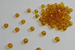 ビーズクラブ ガラスビーズ ボタンカット No.5 8mm 琥珀色 連売り ビーズパーツ ネックレス ブレスレット ハンドメイド