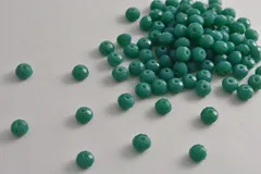 ビーズクラブ ガラスビーズ ボタンカット No.55 6mm 青緑 連売り ビーズパーツ ネックレス ブレスレット