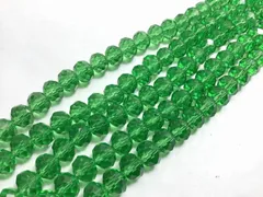 ビーズクラブ ガラスビーズ ボタンカット No.28 8mm グリーン 連売り ビーズパーツ ネックレス ブレスレット